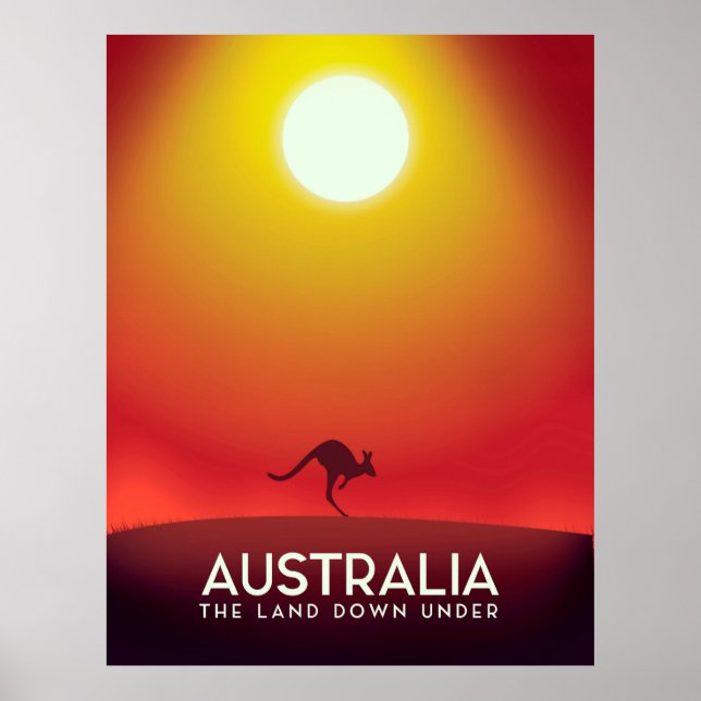 Poster Australie "The land down under" tirage de vacances (Devant)