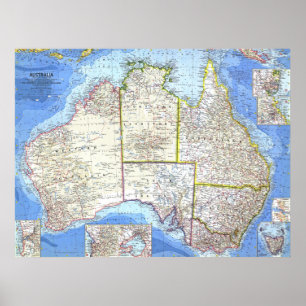 Poster " Australien : 1963/heute - Detaillierte Karte ...