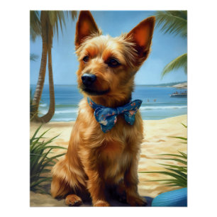 Poster Australien Terrier On Beach amoureux des chiens ca
