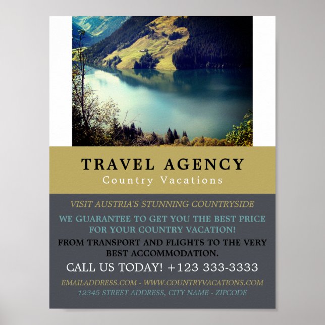 Poster Austrian Lake, Agence de Voyage Publicité (Devant)