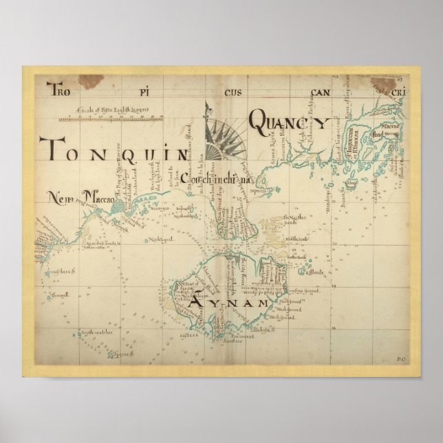 Poster Authentique carte pirate de 1690 (Devant)