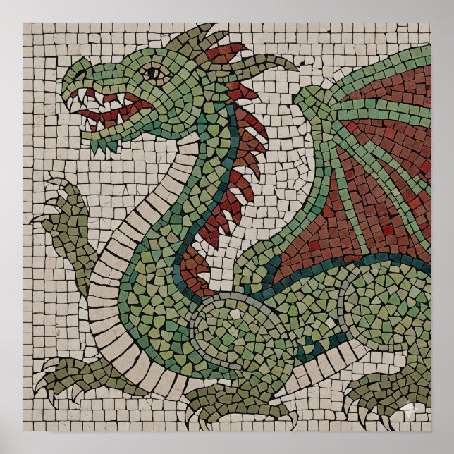 Poster Authentique mosaïque de dragon (Devant)