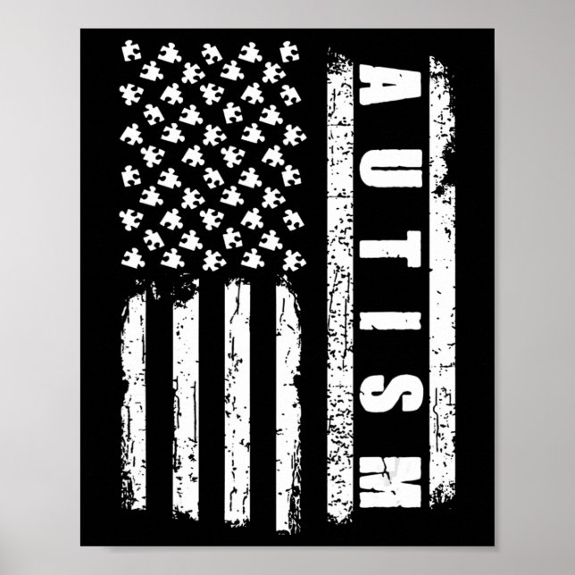 Poster Autism American Flag Sensibilisation sur l'autisme (Devant)