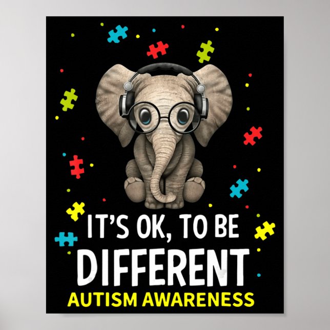 Poster Autism Aware Acceptance Women Kid Its Ok To Be (Devant)