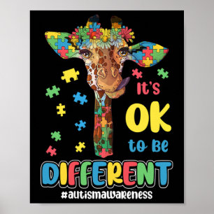 Poster Autism Aware Acceptance Women Kid Its Ok To Be