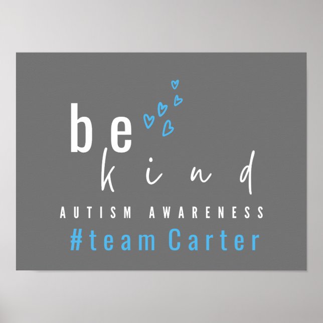Poster autism awareness be kind blue #team name custom  (Devant)
