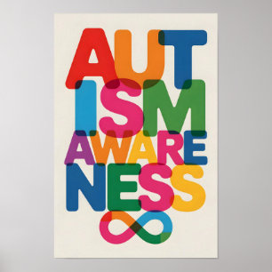 Poster Autism Awareness Color Typography Infinity