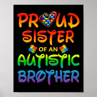 Poster Autism Awareness Wear Proud Sister Of Brother Men 