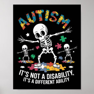 Poster Autism Awerness - Skeleton Dabbing Autistic Kids
