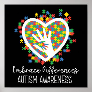 Poster Autism Maman Embrasser les différences Puzzle Pièc
