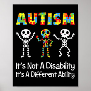 Poster Autisme Capacité différente Skull Skeleton Neurodi