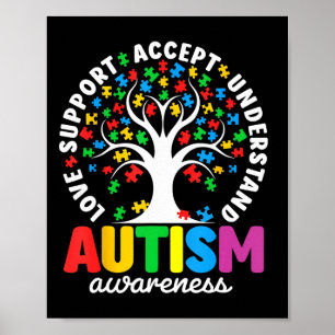 Poster Autisme Chemise Aimer Accepter Soutenir Autisme Au