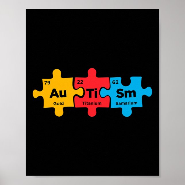 Poster Autisme Éléments Table Périodique Puzzle Sensibili (Devant)