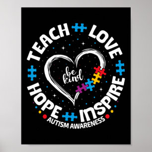Poster Autisme Enseigner Amour Inspirer Espoir Professeur