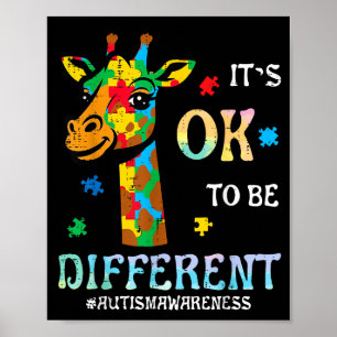 Poster Autisme Girafe pour être différent de sensibilisat