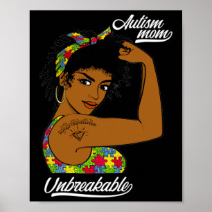 Poster Autisme indestructible Maman Messy Bun Sensibilisa