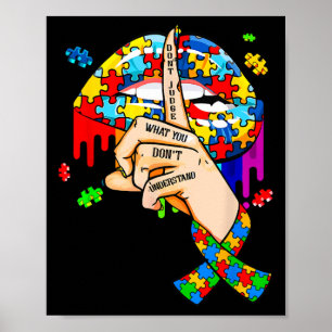 Poster Autisme Lèvres Déchirantes Puzzle Sensibilisation 