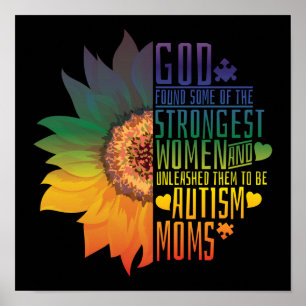 Poster Autisme Maman Mère Mama Dieu Fleurs les plus forte