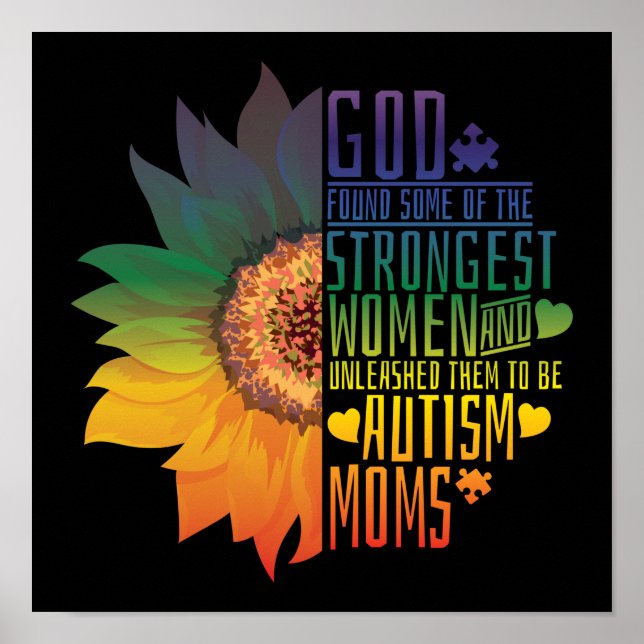 Poster Autisme Maman Mère Mama Dieu Fleurs les plus forte (Devant)