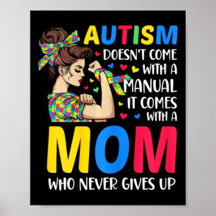 Poster Autisme Maman ne vient pas avec un Autisme manuel 