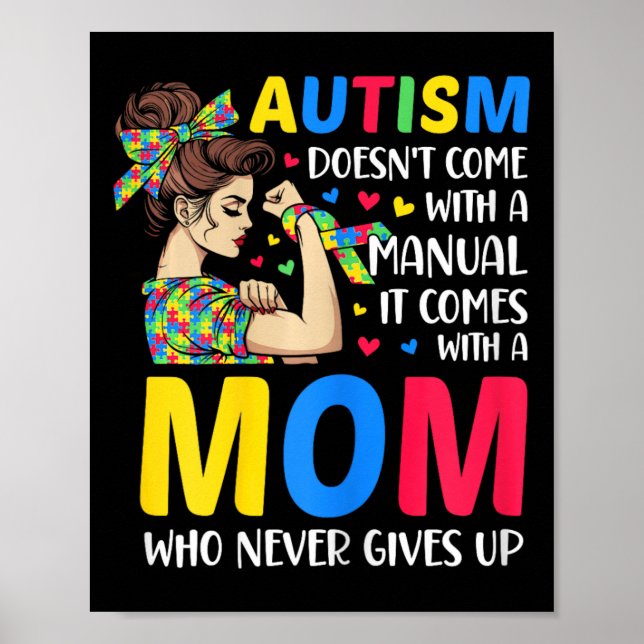 Poster Autisme Maman ne vient pas avec un Autisme manuel  (Devant)