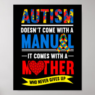 Poster Autisme Manuel Maman Mama Fleur Arc-en-ciel