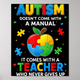 Poster Autisme ne vient pas avec un Manuel Sensibilisatio