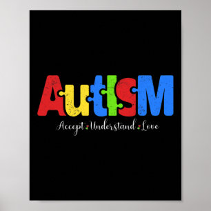 Poster Autisme Puzzle Accepter Comprendre l'amour Autisme