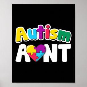 Poster Autisme Tante Sensibilisation Puzzle Pièces Couleu