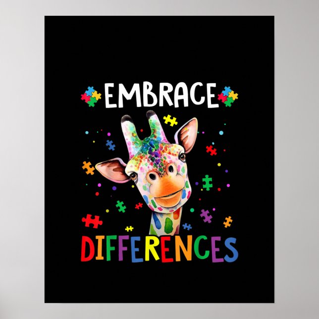Poster Autiste |Embrasser les différences Giraffe Puzzle  (Devant)