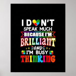 Poster Autiste Je ne parle pas beaucoup parce que je sui