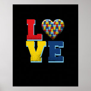 Poster Autiste   Love Autism Puzzle Pièce