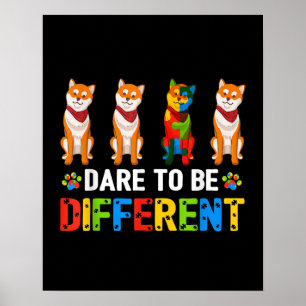 Poster Autiste Osez Être Différent Cute Shiba Inu Dog