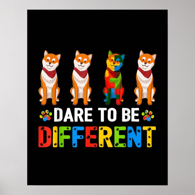 Poster Autiste | Osez Être Différent Cute Shiba Inu Dog (Devant)