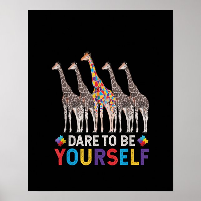 Poster Autistic|Oser être différent Giraffe Puzzle Pièce (Devant)