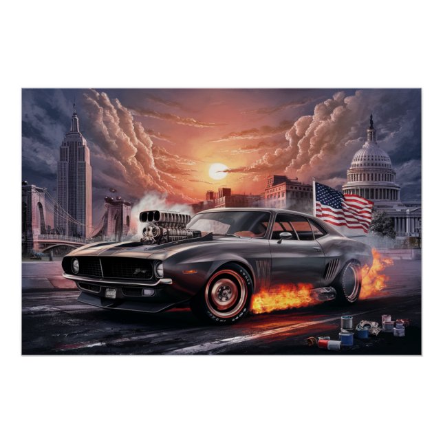 Poster Auto Drapeaux (Devant)