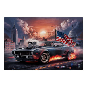 Poster Auto Drapeaux 06