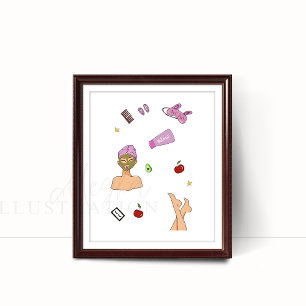 Poster Auto-soins, illustration de mode