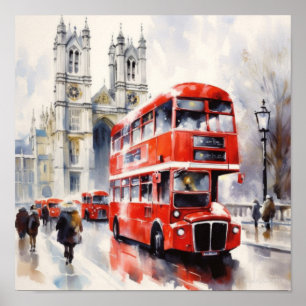 Poster Autobus à impériale rouge de Londres, (F)