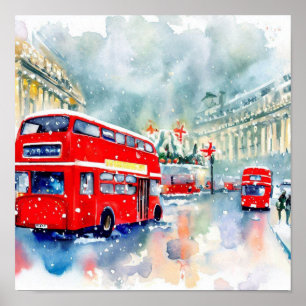Poster Autobus à impériale rouge de Londres, (J)