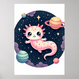 Poster Autocollant Axolotl Cosmique Humeur Galactique