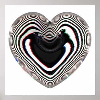 Poster Autocollant de cœur cyber holographique défectueux