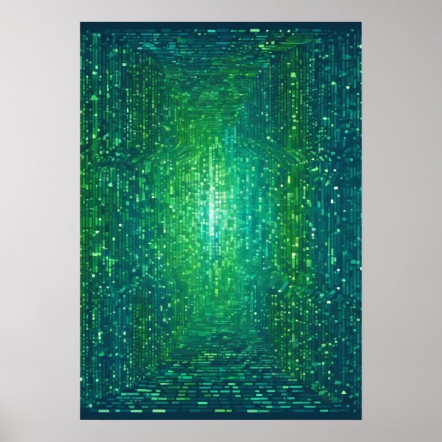 Poster Autocollant de programmeur de réseau de code binai (Devant)