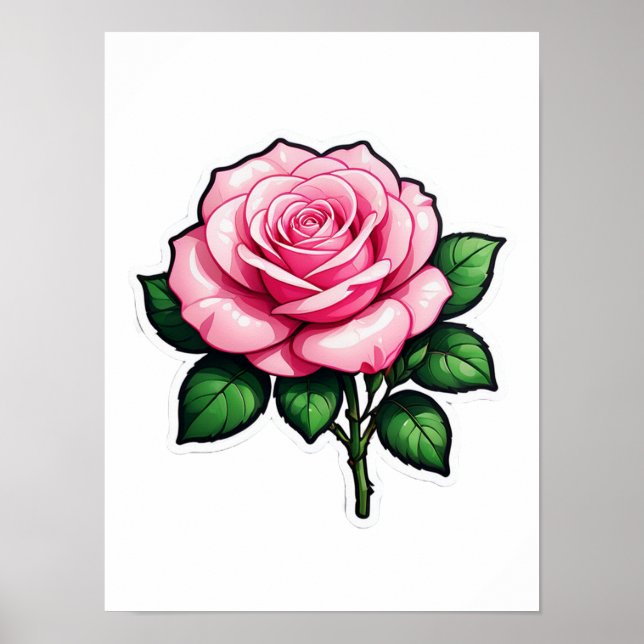 Poster Autocollant transparent rose (Devant)