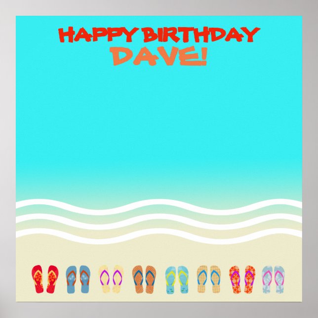 Poster Autographe d'anniversaire de la fête de plage (Devant)