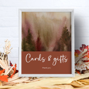 Poster Automne Aquarelle Forêt Terracota cartes et cadeau