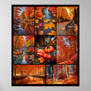Poster Automne Automne Paysage Photo Collage Art