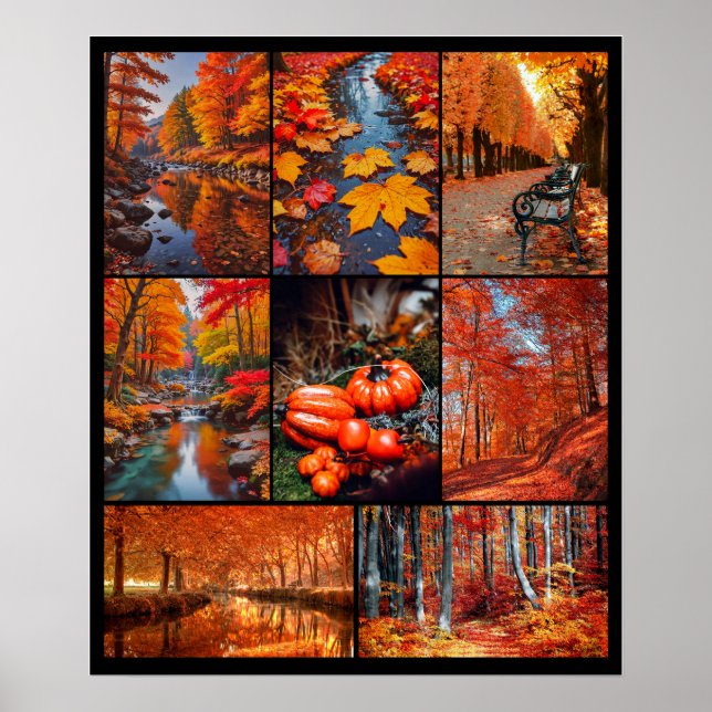 Poster Automne Automne Paysage Photo Collage Art (Devant)