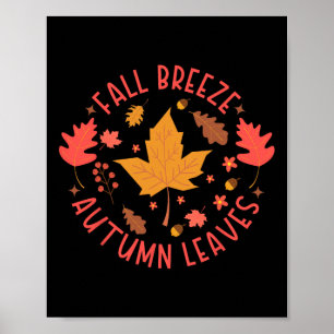 Poster Automne Breeze Automne Feuilles D'Érable Mignonnes