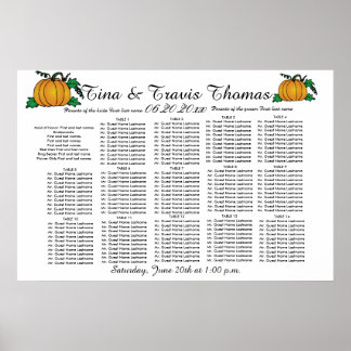 Poster Automne Citrouille Mariage de fête invités de sièg